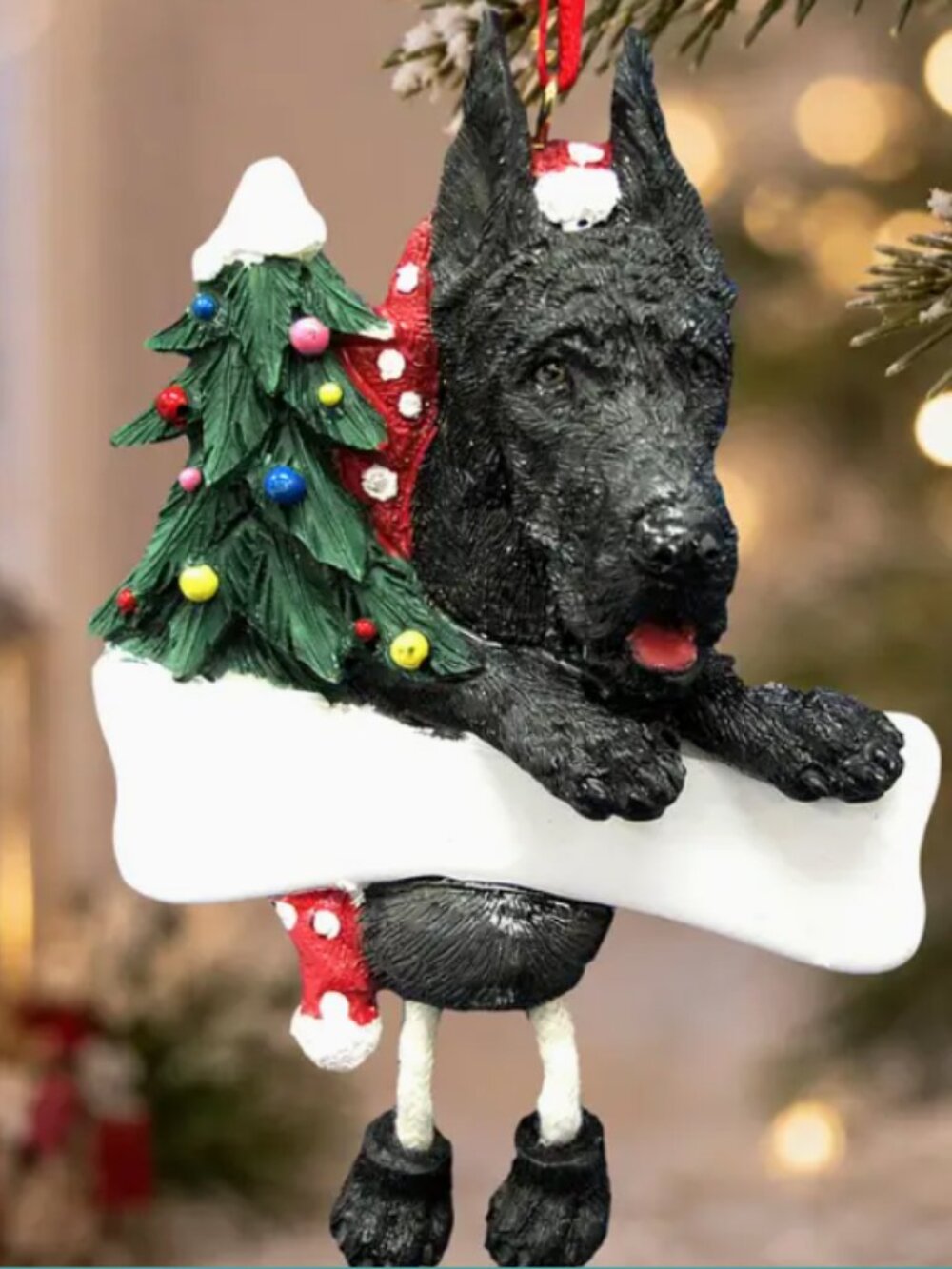 Great Dane black dangling legs ornament nib